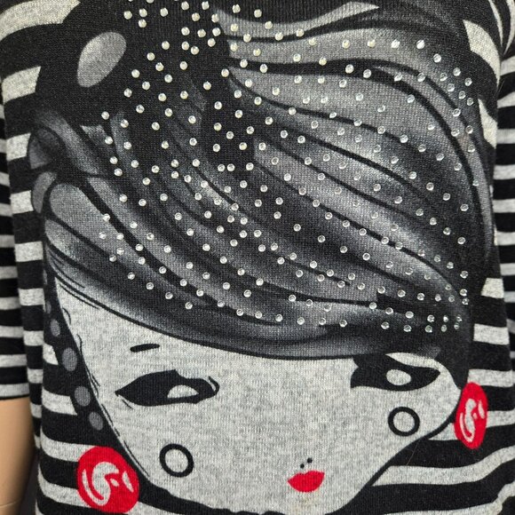 Y2K Striped Tunic Top Micro Mini Dress Size S Girl Lady Art Euro Emo Grunge - Picture 3 of 9